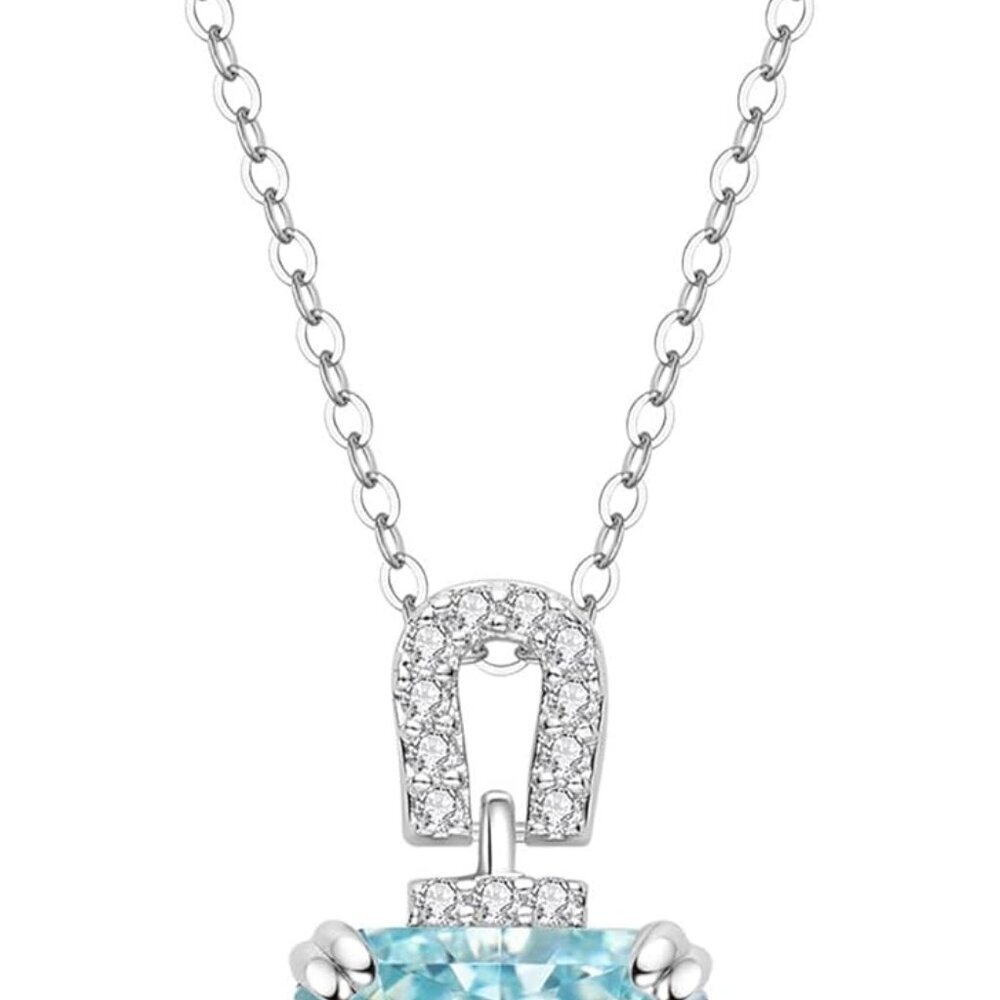 Silver Necklace for Women, 18k White Gold Plated Infinity Love Birthstone Pendan